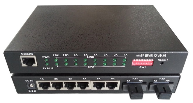 2 Optical 6 Ports Fiber Media Converter